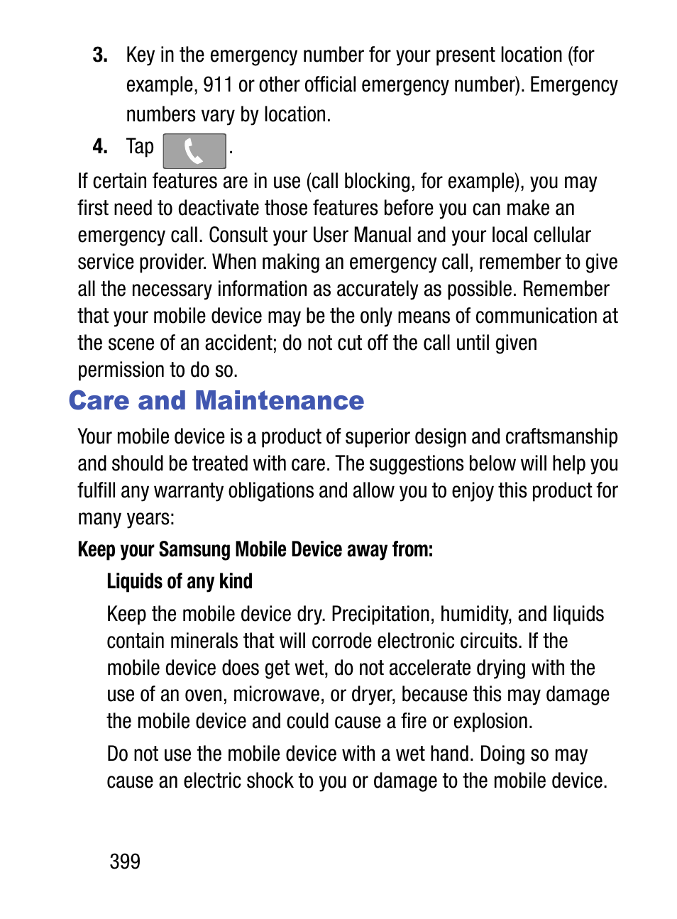 Care and maintenance | Samsung SM-S890LZKATFN User Manual | Page 406 / 459