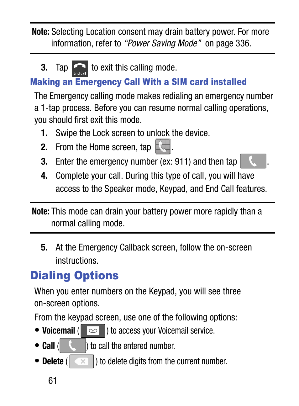 Dialing options | Samsung SM-S890LZKATFN User Manual | Page 68 / 459