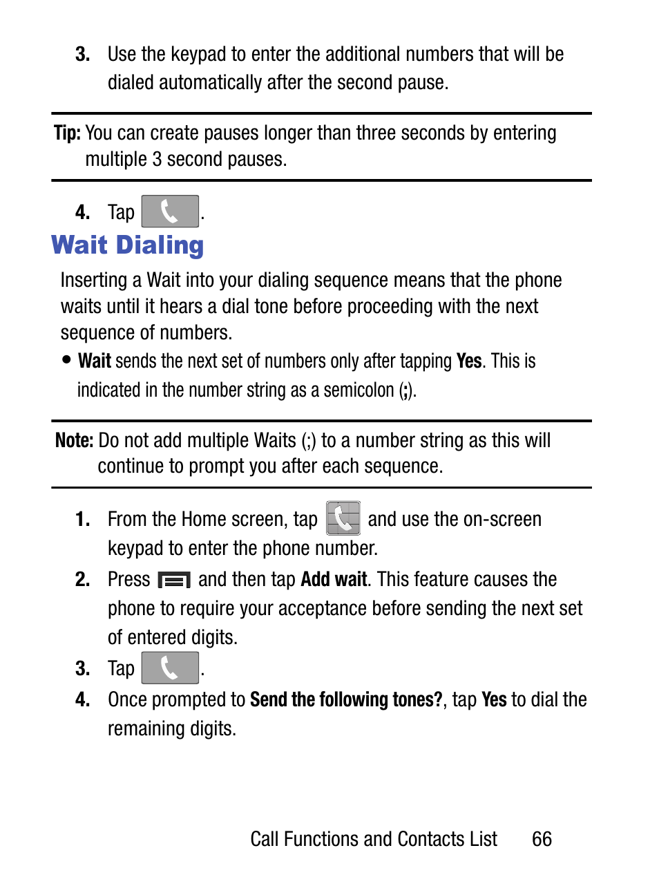 Wait dialing | Samsung SM-S890LZKATFN User Manual | Page 73 / 459