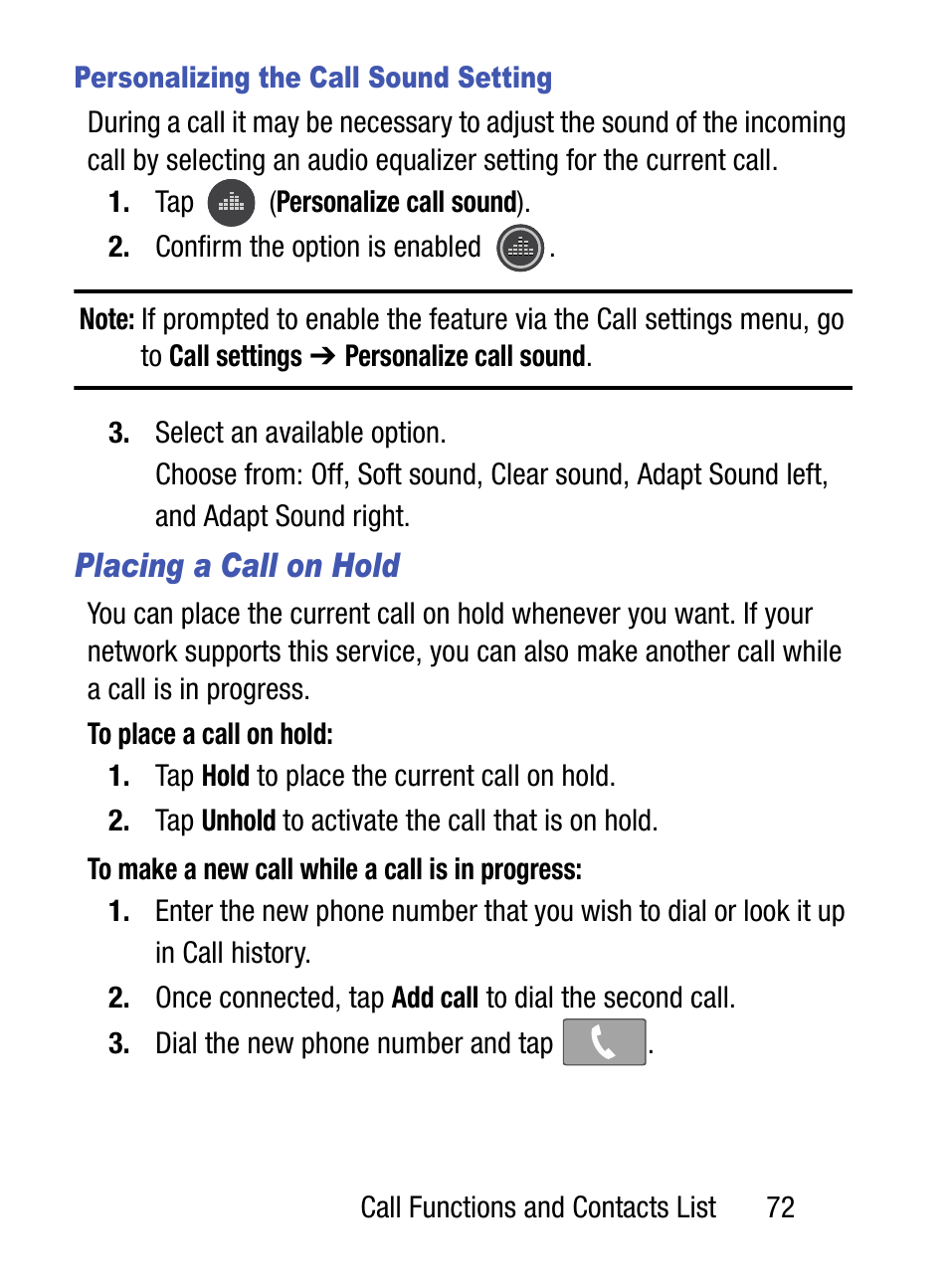 Placing a call on hold | Samsung SM-S890LZKATFN User Manual | Page 79 / 459