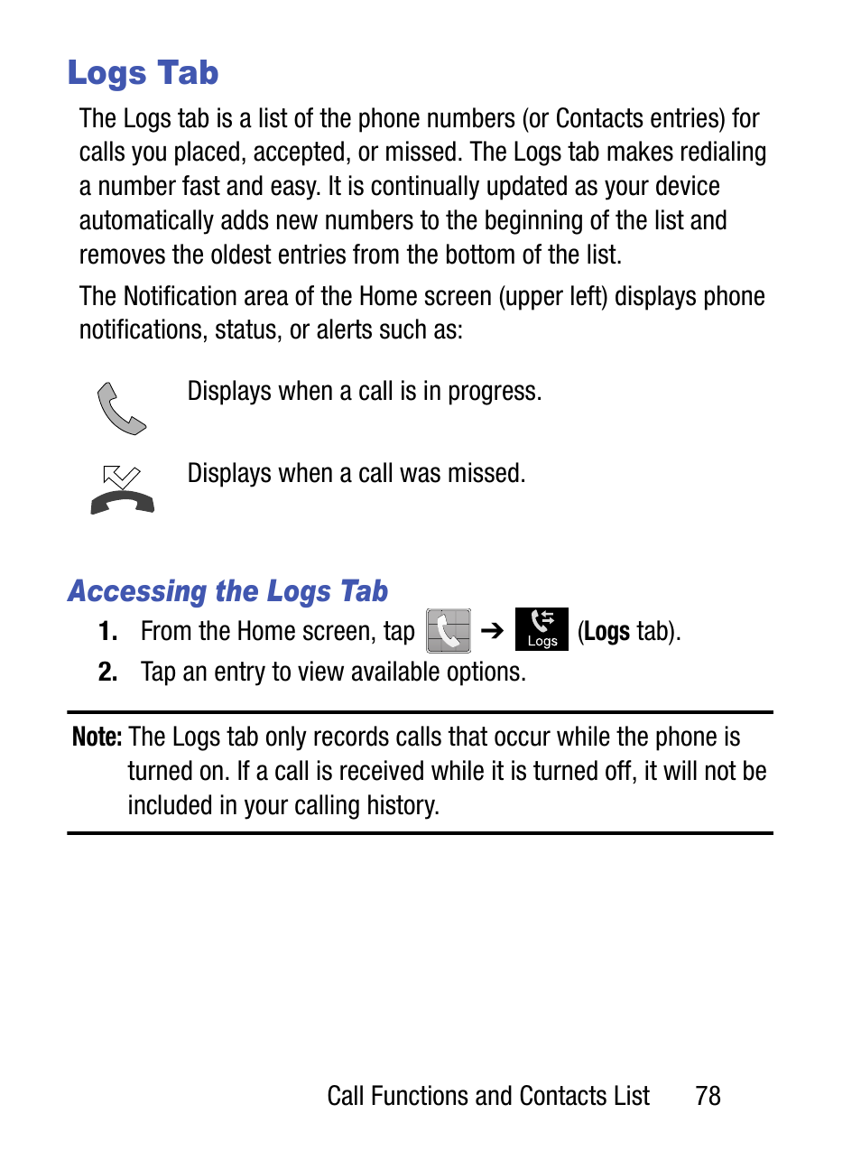 Logs tab | Samsung SM-S890LZKATFN User Manual | Page 85 / 459