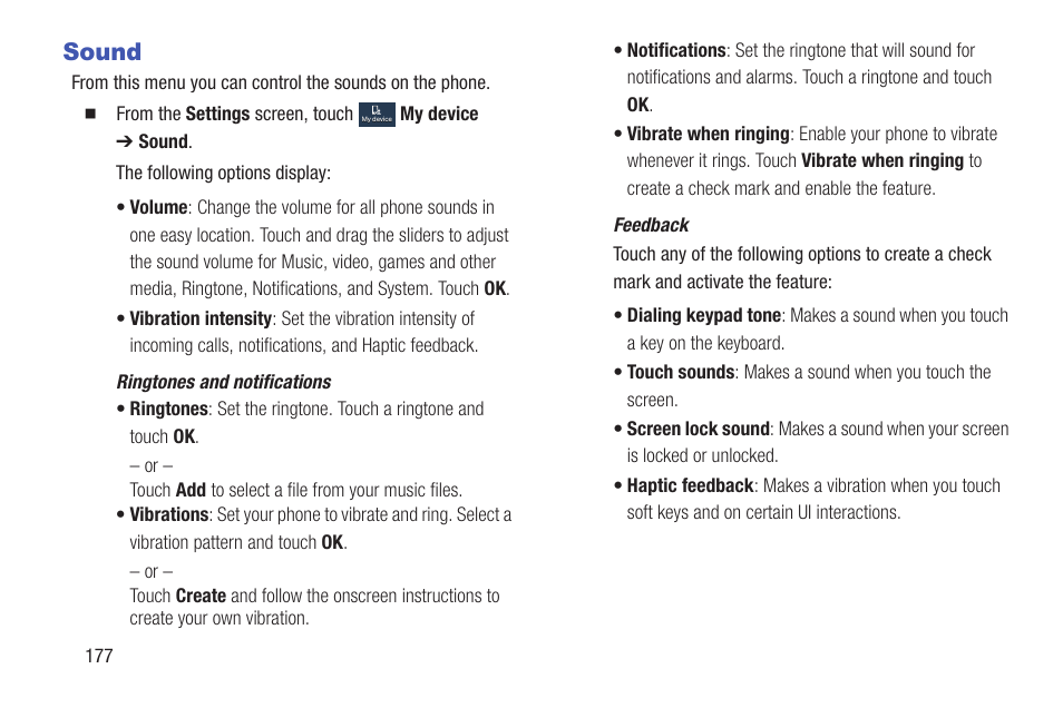 Sound | Samsung SGH-I317TSAATT User Manual | Page 184 / 226