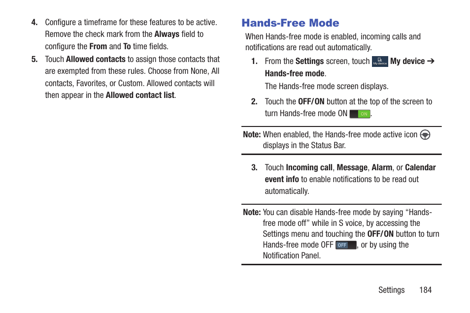 Hands-free mode | Samsung SGH-I317TSAATT User Manual | Page 191 / 226