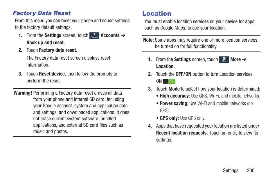 Location | Samsung SGH-I317TSAATT User Manual | Page 207 / 226