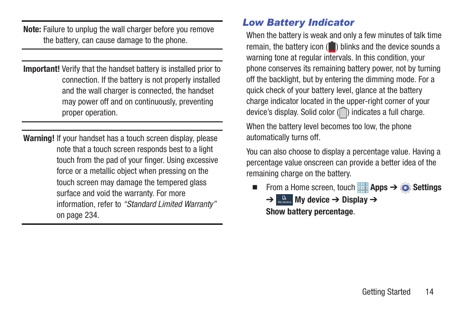 Low battery indicator | Samsung SGH-I317TSAATT User Manual | Page 21 / 226