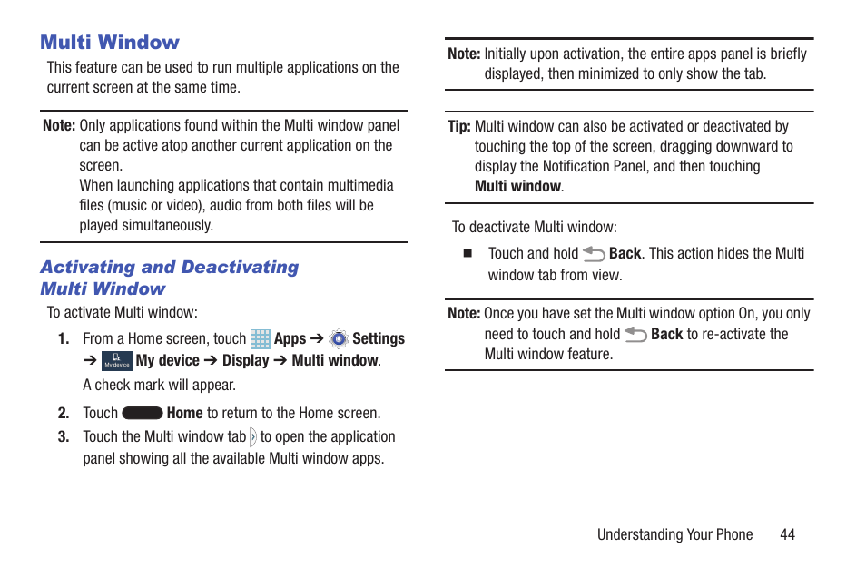 Multi window | Samsung SGH-I317TSAATT User Manual | Page 51 / 226