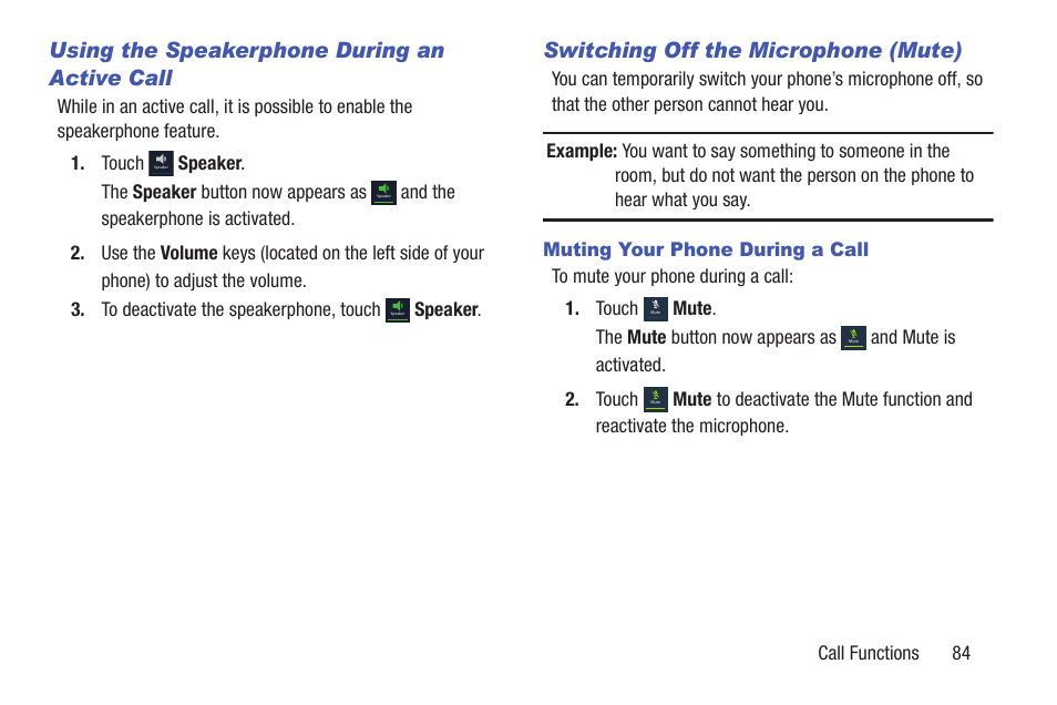 Mute . mute to deactivate the mute function and, And mute is activated | Samsung SGH-I317TSAATT User Manual | Page 91 / 226