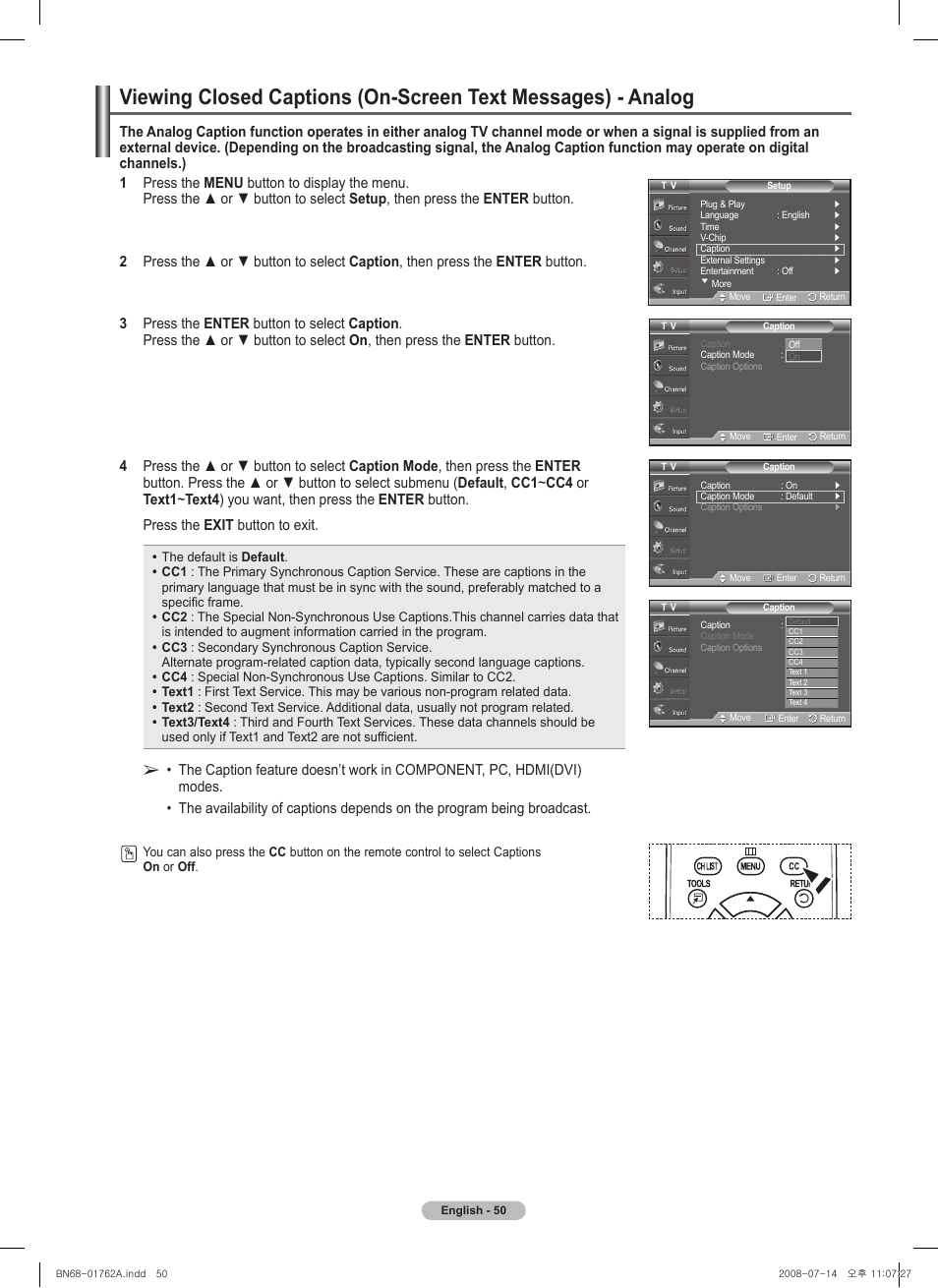 Samsung PL50A440P1DXZX User Manual | Page 50 / 145