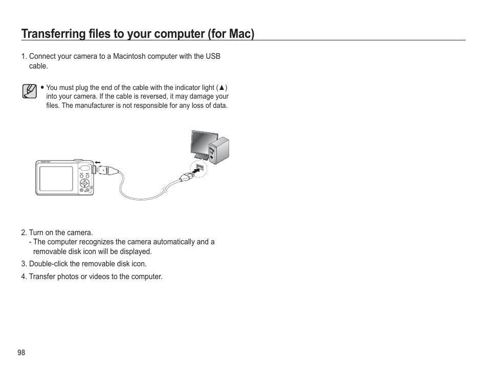 Transferring files to your computer (for mac) | Samsung EC-PL80ZZBPSCA User Manual | Page 99 / 103