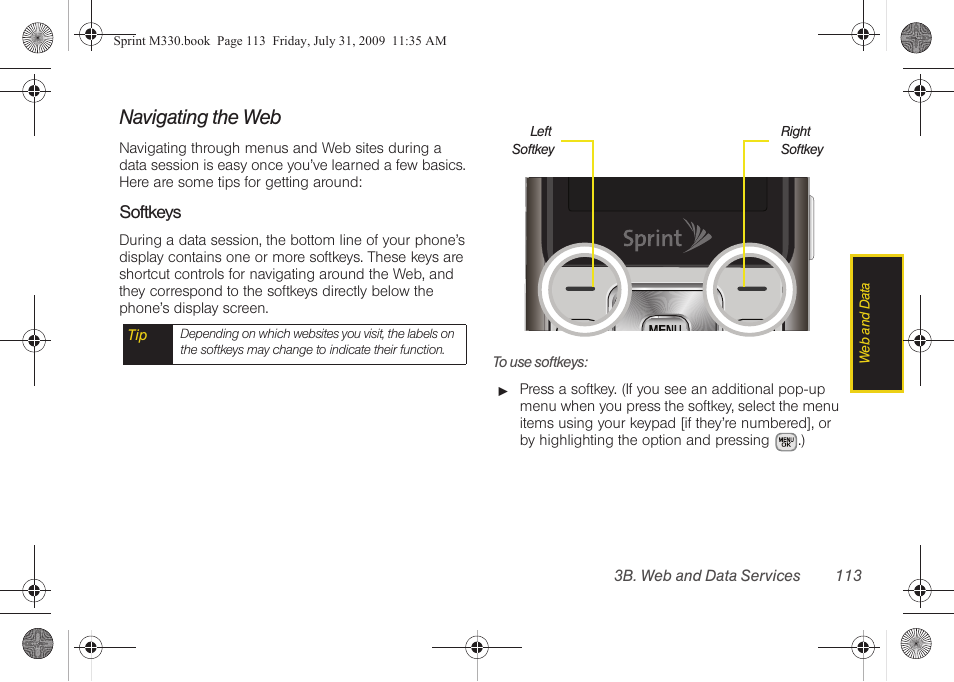 Navigating the web | Samsung SPH-M330MBASPR User Manual | Page 127 / 160