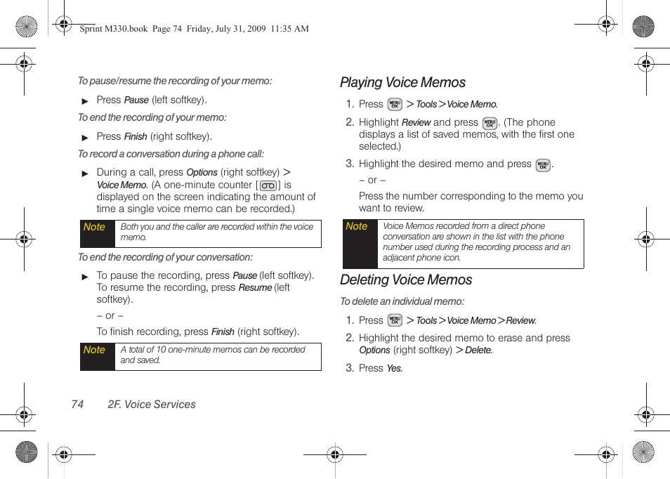 Playing voice memos, Deleting voice memos | Samsung SPH-M330MBASPR User Manual | Page 88 / 160