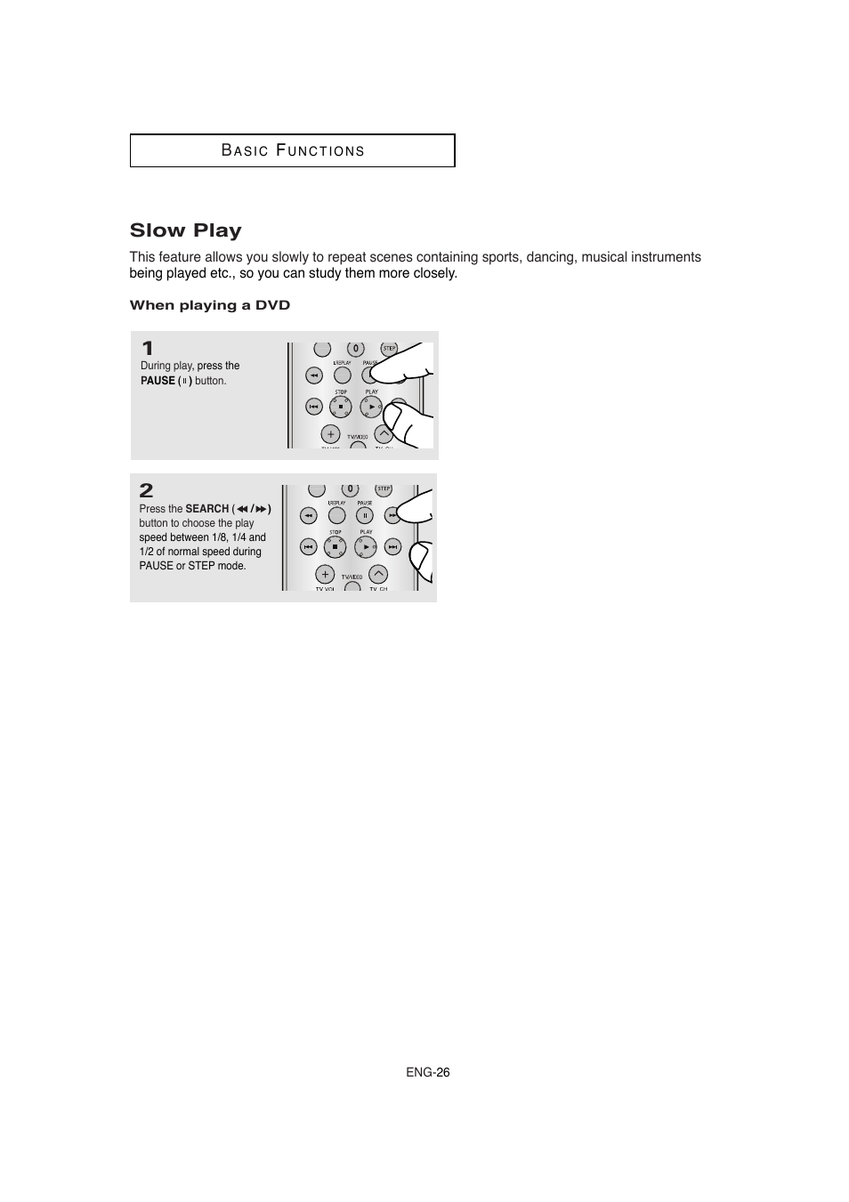 Slow play | Samsung DVD-1080P8-XAA User Manual | Page 26 / 64