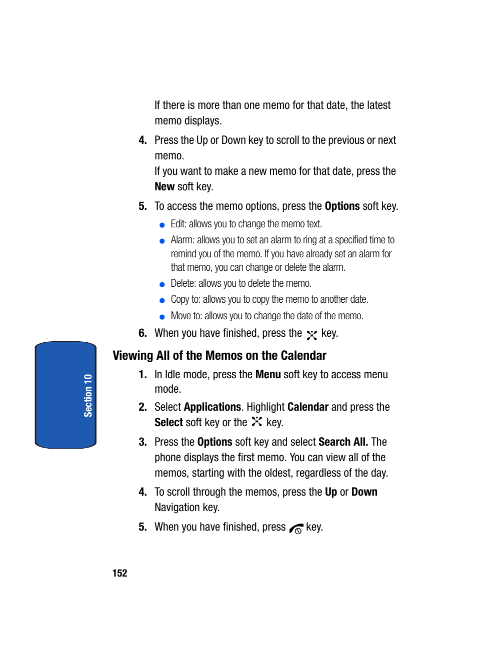 Viewing all of the memos on the calendar | Samsung SGH-P207ZKACIN User Manual | Page 156 / 209