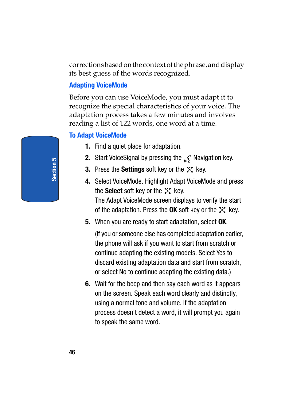 Adapting voicemode, To adapt voicemode | Samsung SGH-P207ZKACIN User Manual | Page 50 / 209