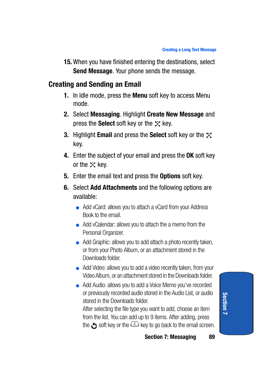 Creating and sending an email | Samsung SGH-P207ZKACIN User Manual | Page 93 / 209