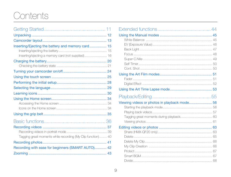 Samsung HMX-Q20BN-XAA User Manual | Page 13 / 133