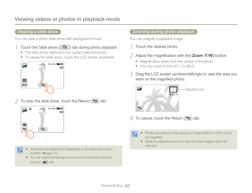 Viewing videos or photos in playback mode | Samsung HMX-Q20BN-XAA User Manual | Page 66 / 133