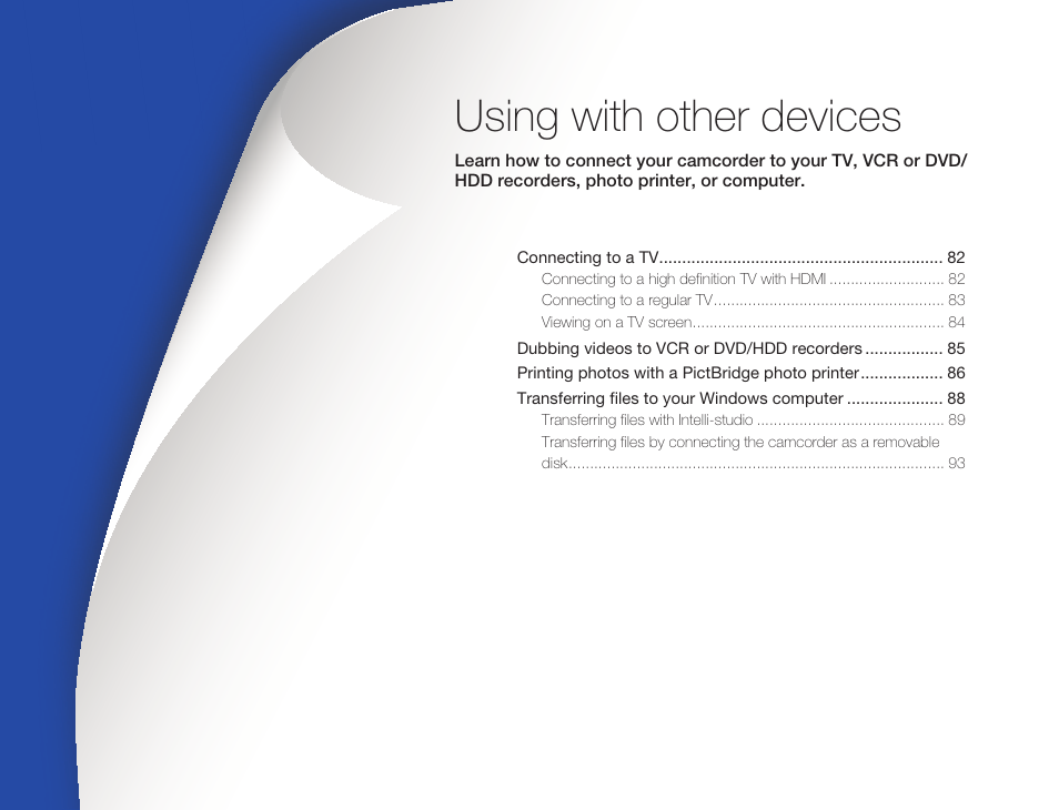 Using with other devices | Samsung HMX-Q20BN-XAA User Manual | Page 85 / 133