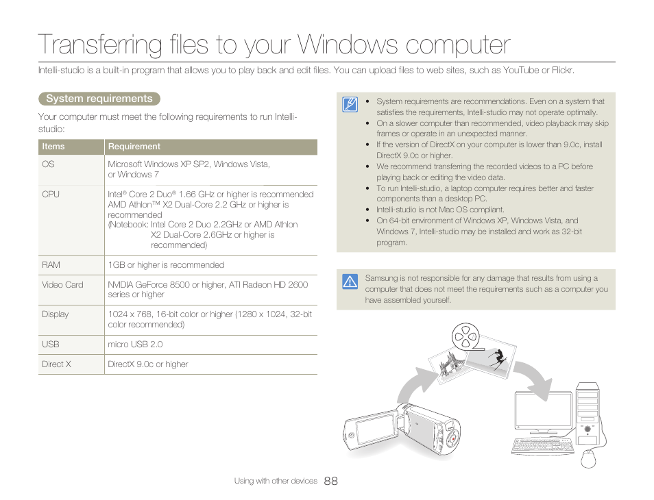 Transferring files to your windows computer | Samsung HMX-Q20BN-XAA User Manual | Page 92 / 133