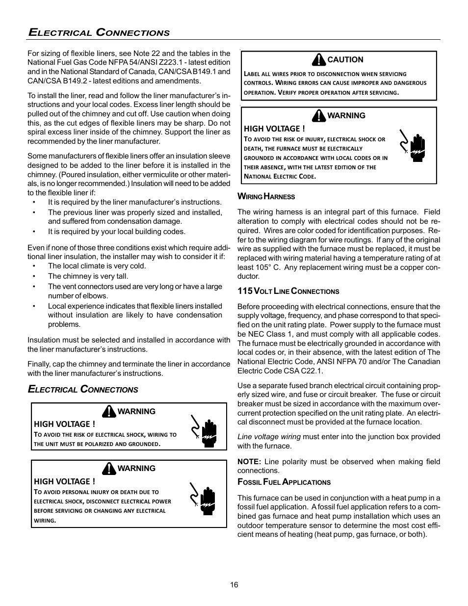 High voltage, 115 v | Amana Gas Furnance S)8 User Manual | Page 16 / 48