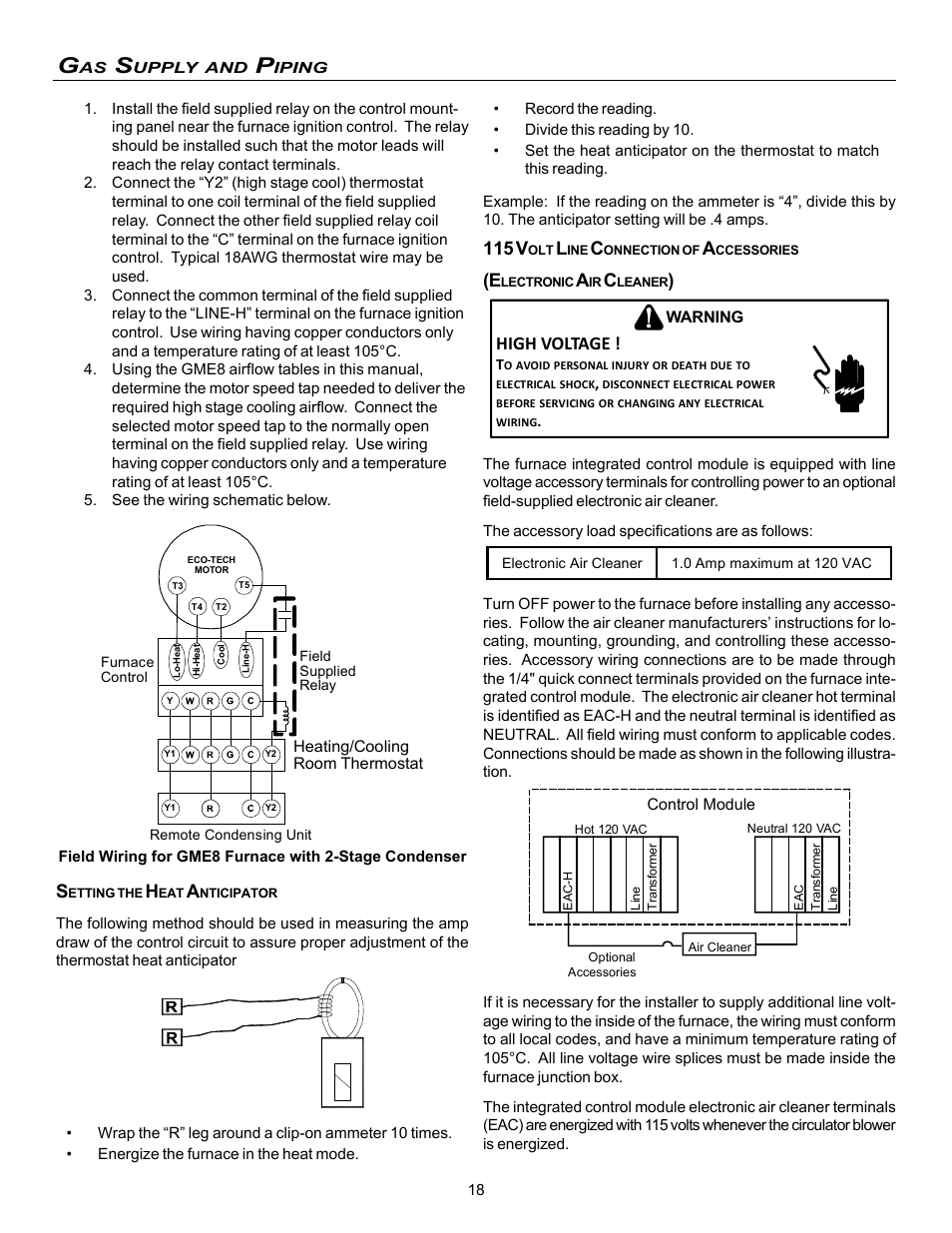 115 v, High voltage | Amana Gas Furnance S)8 User Manual | Page 18 / 48