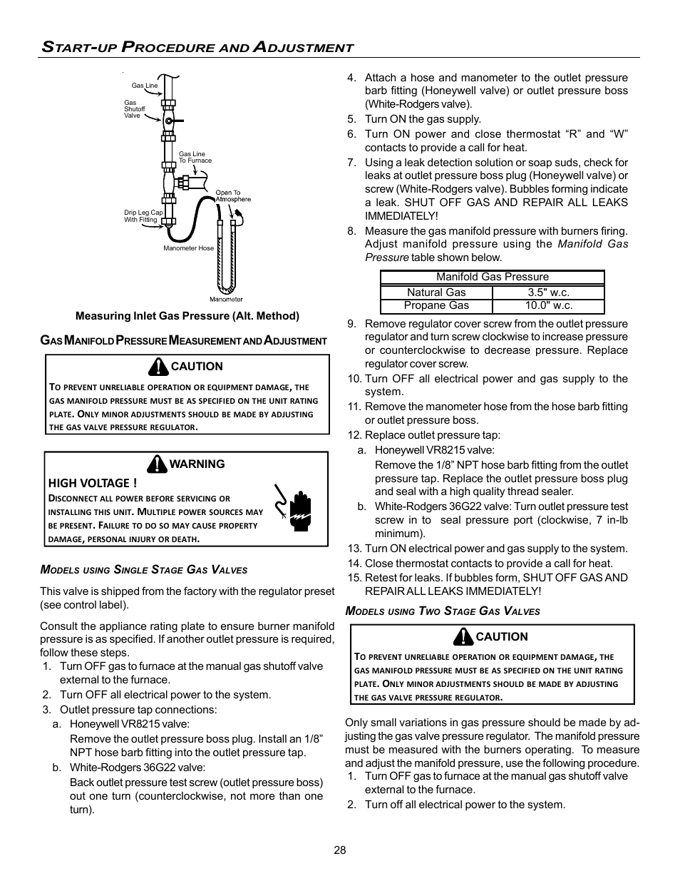 High voltage | Amana Gas Furnance S)8 User Manual | Page 28 / 48