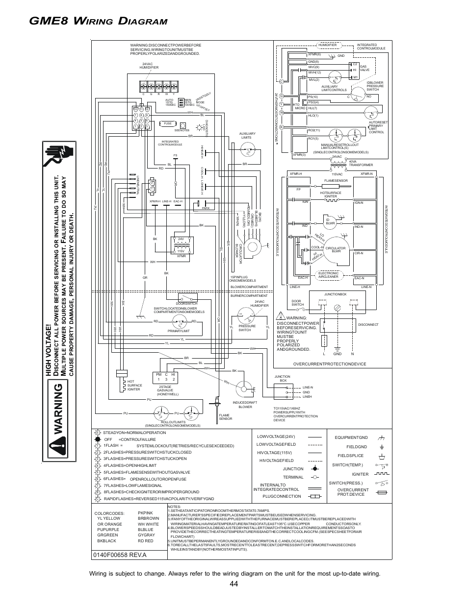 Gme8 w, Iring, Iagram | Amana Gas Furnance S)8 User Manual | Page 44 / 48