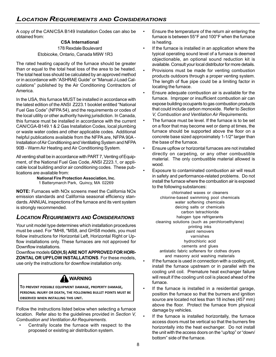 Amana Gas Furnance S)8 User Manual | Page 8 / 48