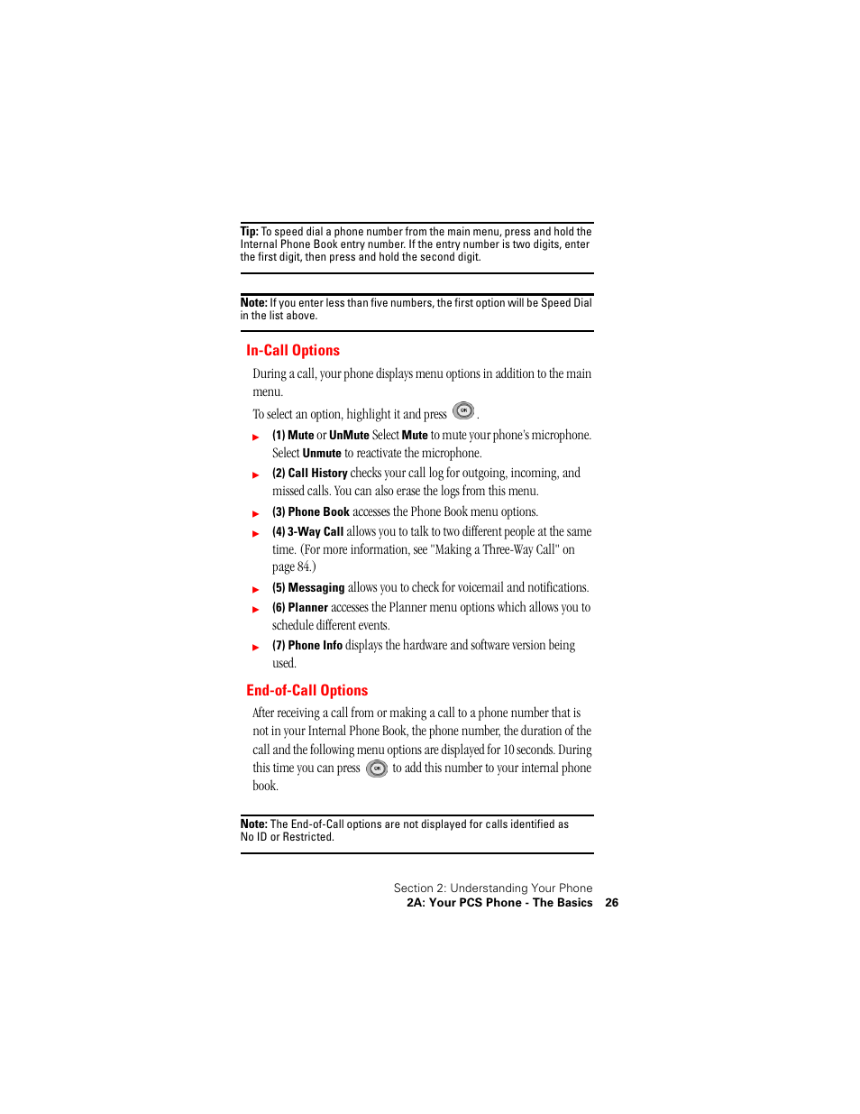 In-call options, End-of-call options | Samsung SPH-N400ISSXAR User Manual | Page 27 / 131