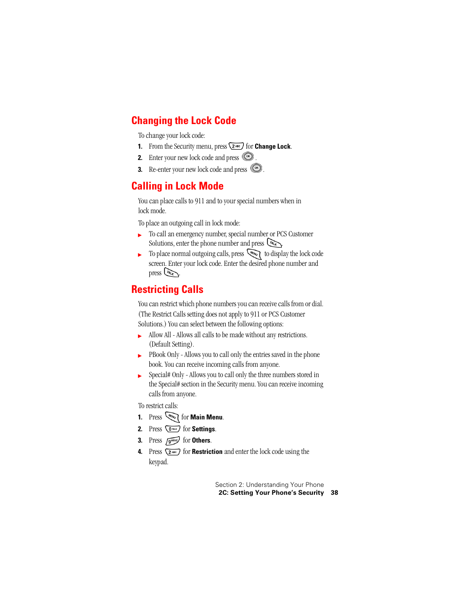 Changing the lock code, Calling in lock mode, Restricting calls | Samsung SPH-N400ISSXAR User Manual | Page 39 / 131