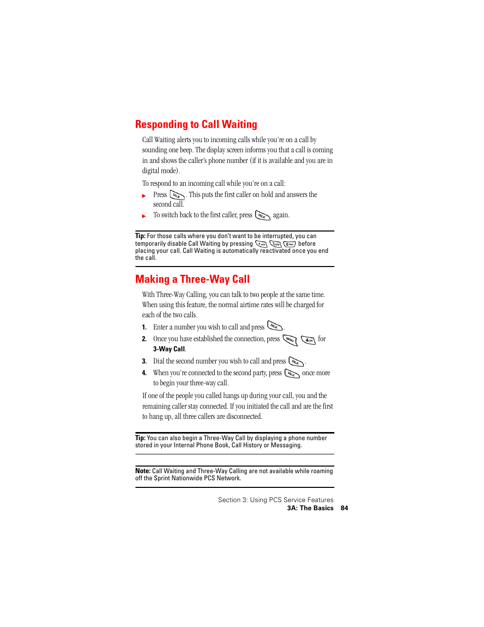 Responding to call waiting, Making a three-way call | Samsung SPH-N400ISSXAR User Manual | Page 85 / 131