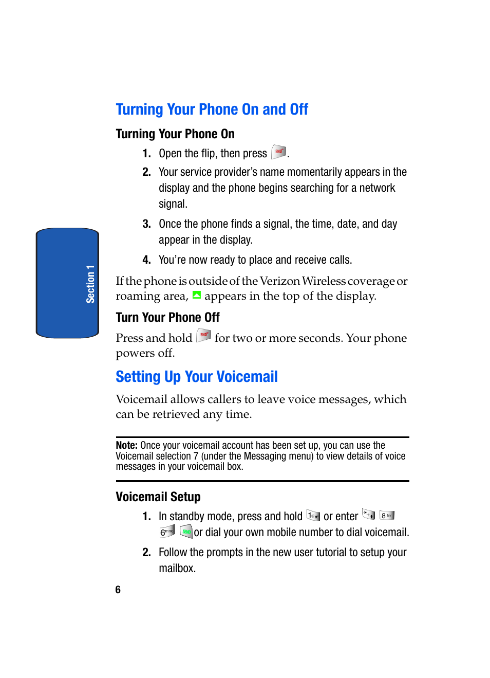 Turning your phone on and off, Setting up your voicemail | Samsung SCH-A850BKVXAR User Manual | Page 10 / 178