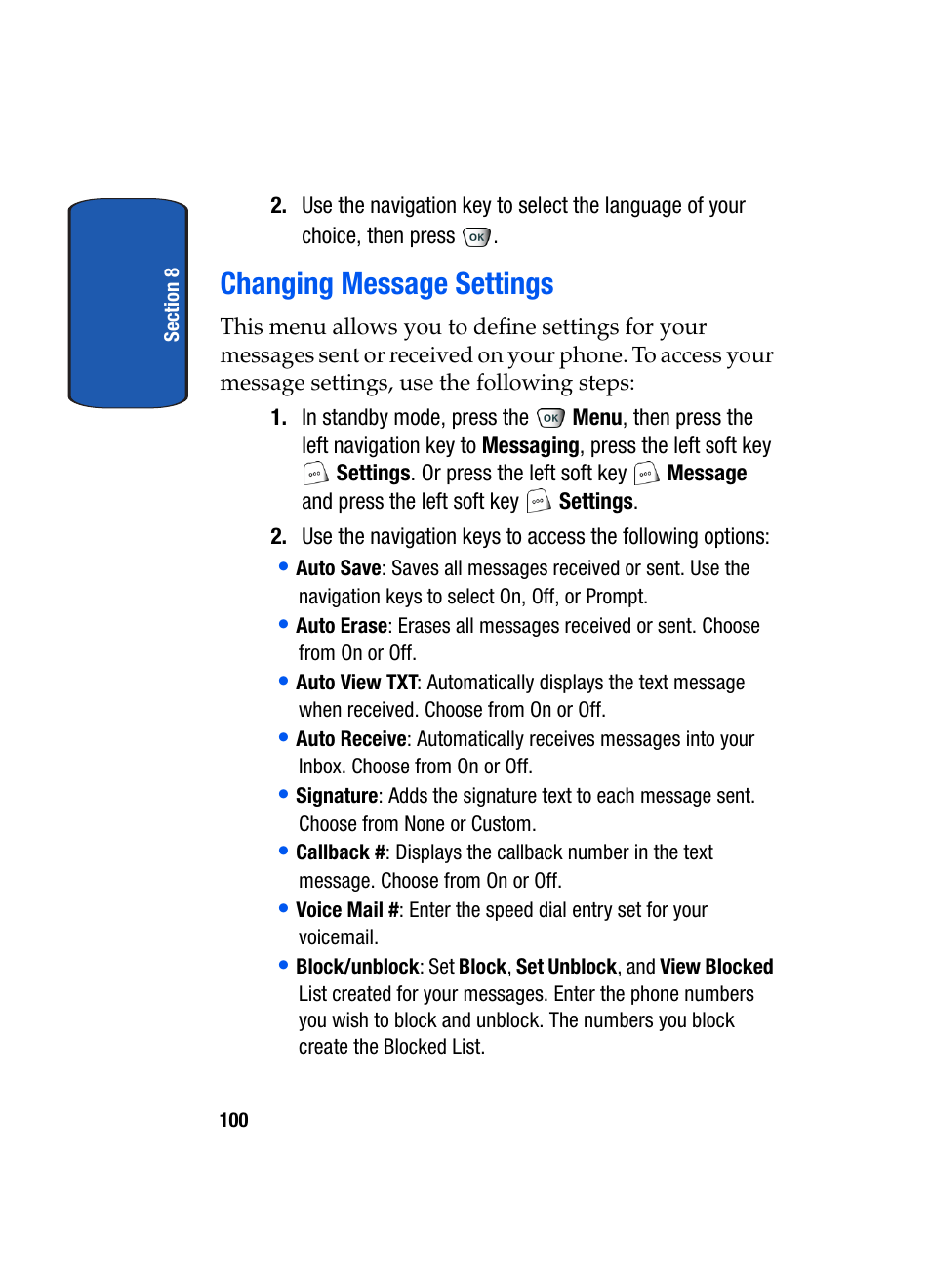 Changing message settings | Samsung SCH-A850BKVXAR User Manual | Page 104 / 178