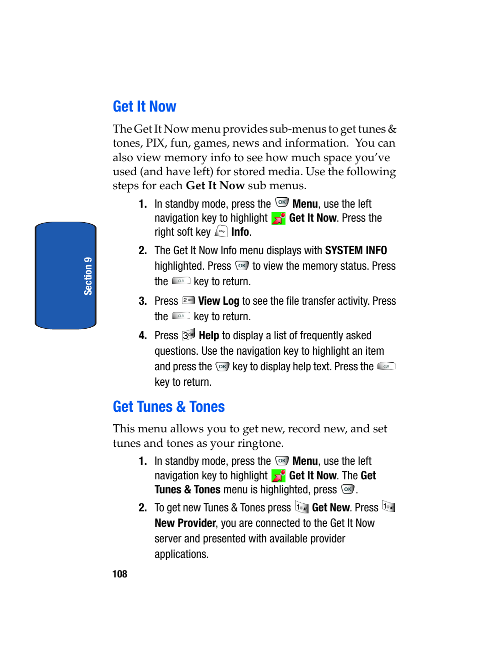 Get it now get tunes & tones, Get it now, Get tunes & tones | Samsung SCH-A850BKVXAR User Manual | Page 112 / 178