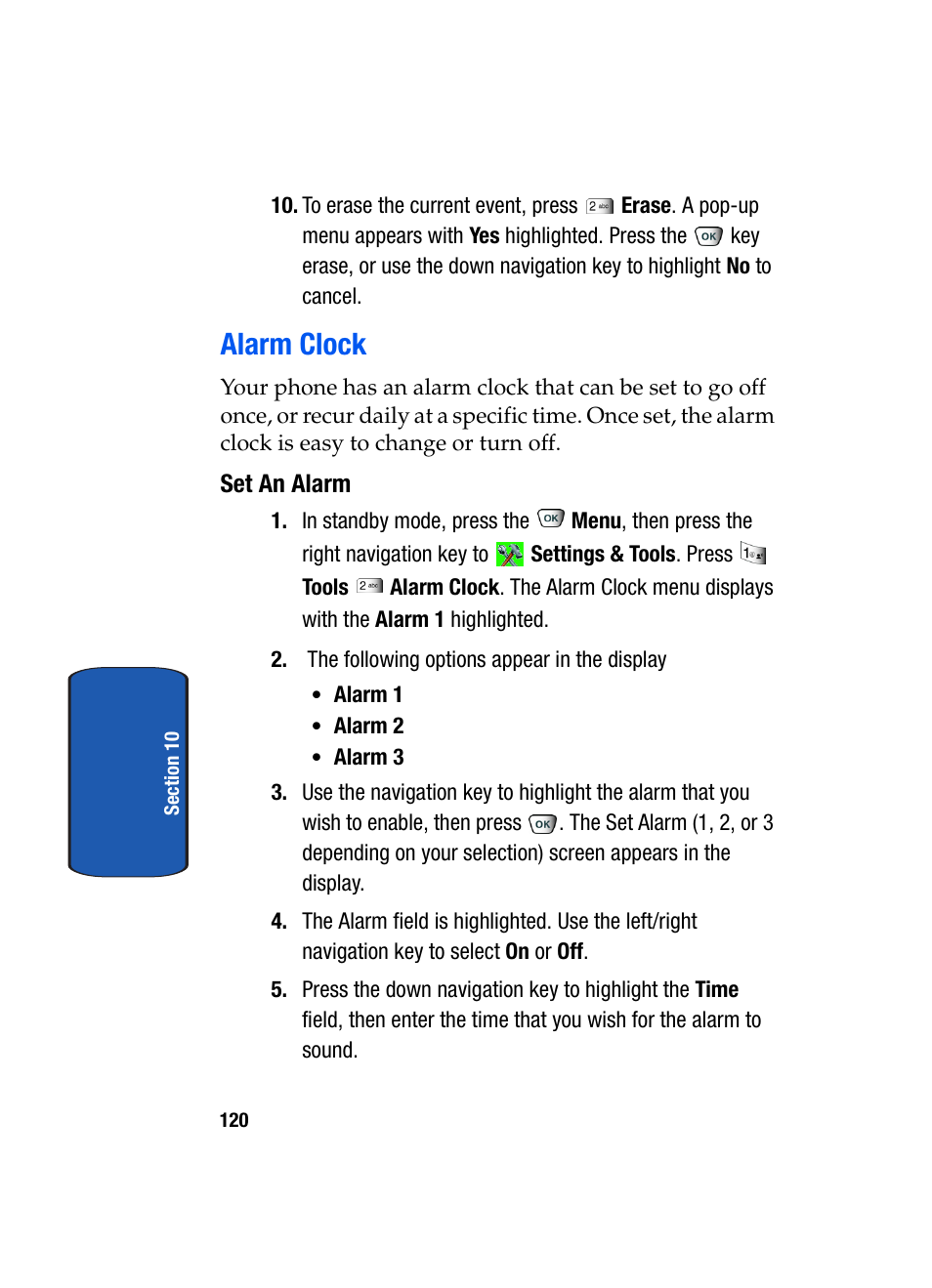 Alarm clock | Samsung SCH-A850BKVXAR User Manual | Page 124 / 178