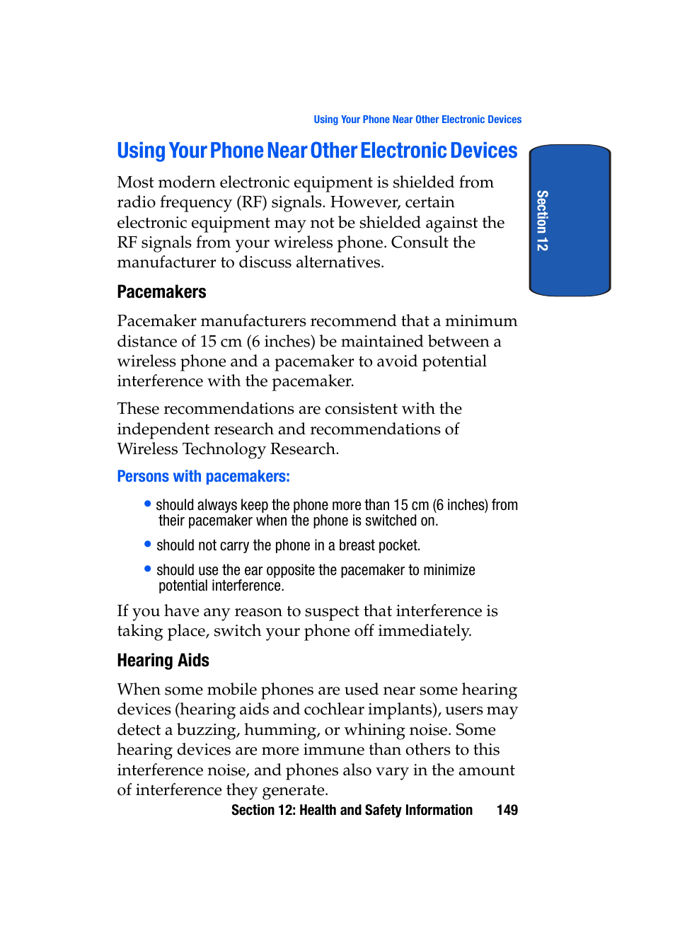 Using your phone near other electronic devices | Samsung SCH-A850BKVXAR User Manual | Page 153 / 178