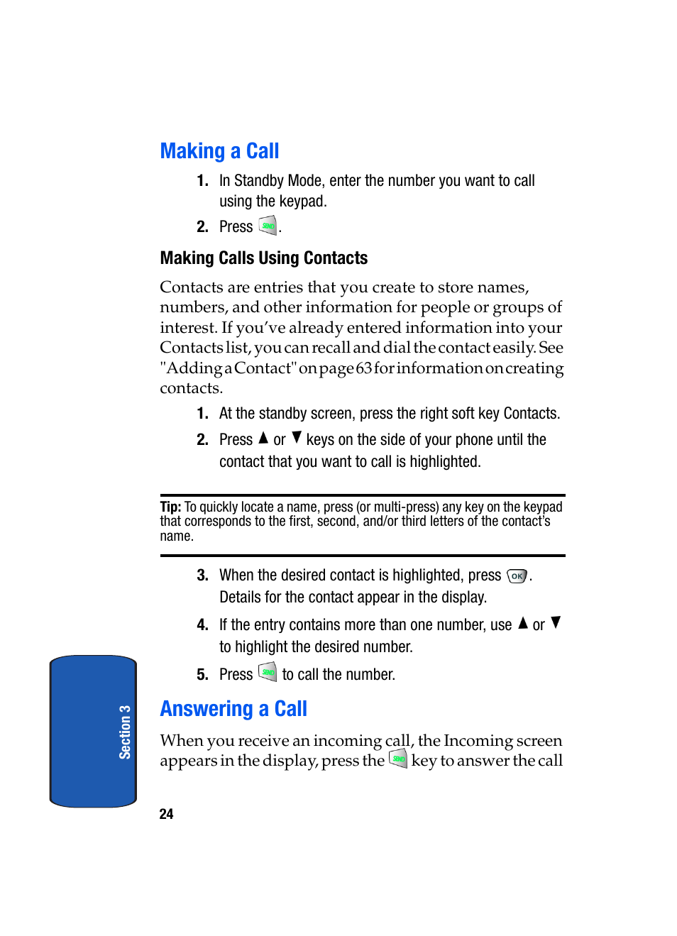 Making a call answering a call, Making a call, Answering a call | Samsung SCH-A850BKVXAR User Manual | Page 28 / 178