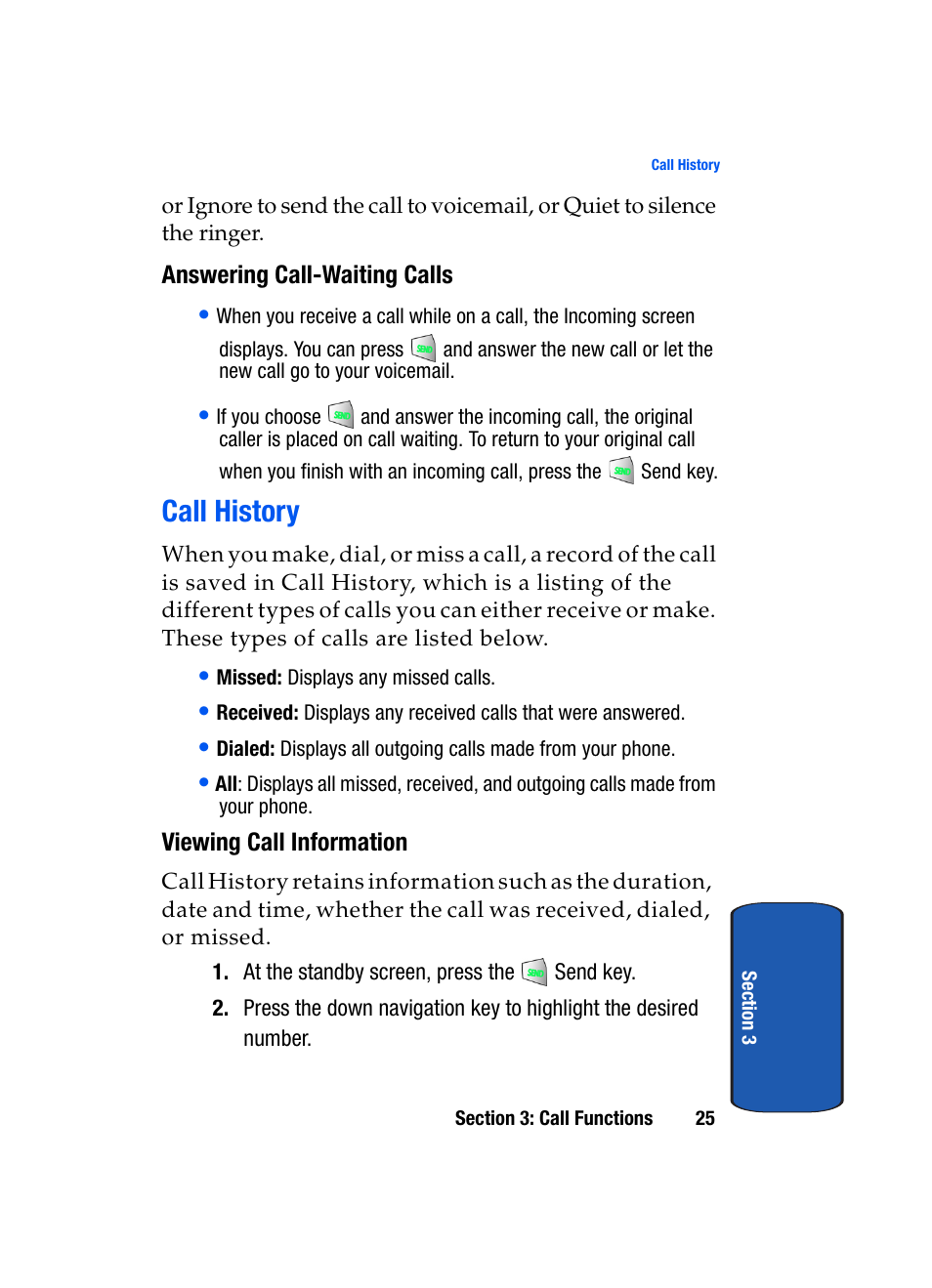 Call history | Samsung SCH-A850BKVXAR User Manual | Page 29 / 178