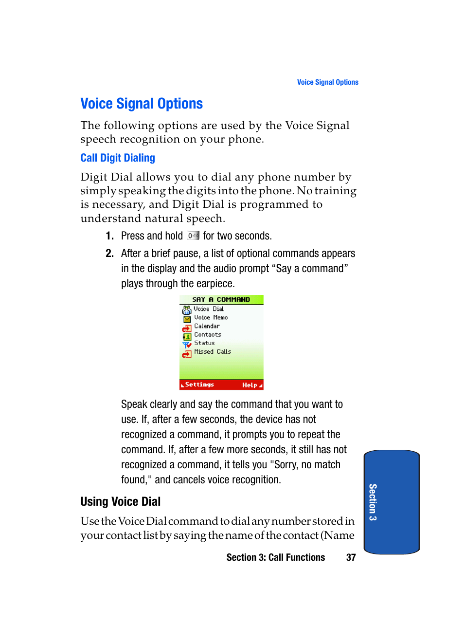 Voice signal options | Samsung SCH-A850BKVXAR User Manual | Page 41 / 178