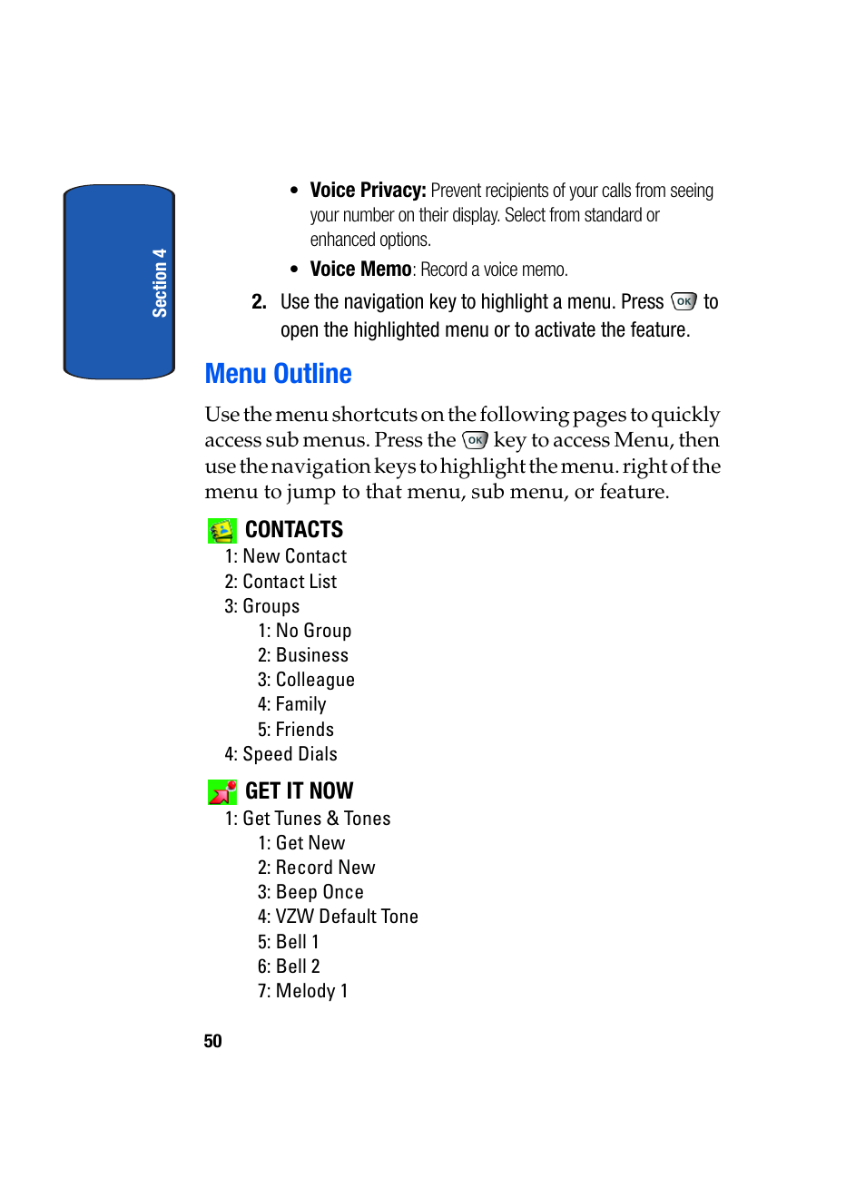 Menu outline | Samsung SCH-A850BKVXAR User Manual | Page 54 / 178
