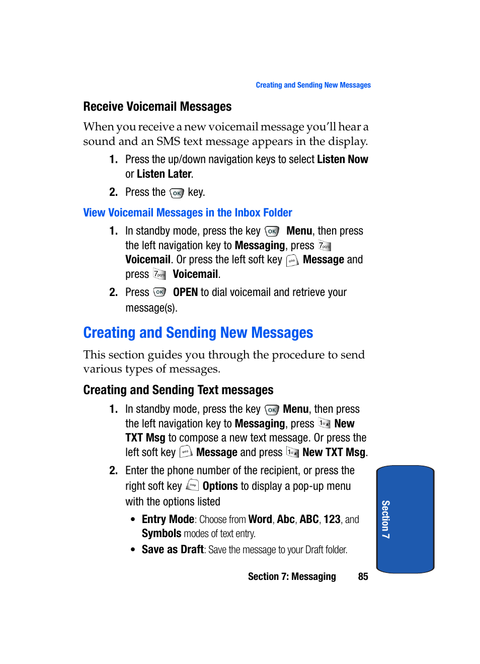 Creating and sending new messages | Samsung SCH-A850BKVXAR User Manual | Page 89 / 178