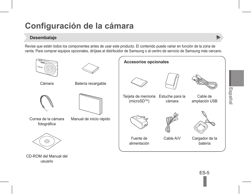 Configuración de la cámara | Samsung EC-PL90ZZBPRUS User Manual | Page 35 / 72