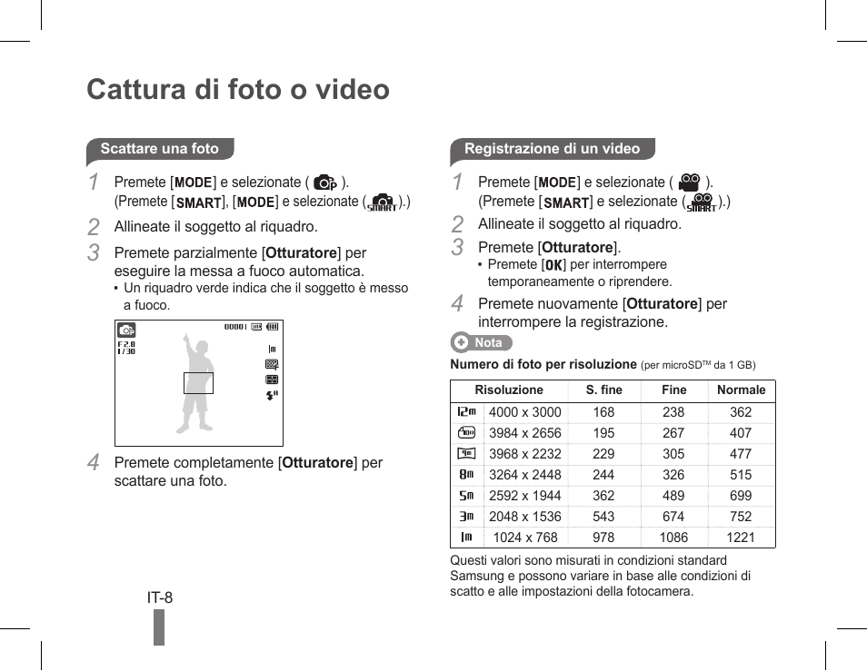 Cattura di foto o video | Samsung EC-PL90ZZBPRUS User Manual | Page 48 / 72