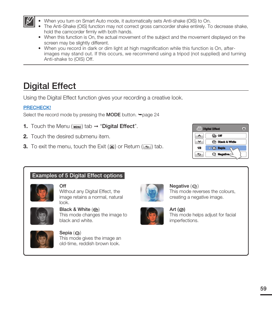 Digital effect | Samsung HMX-T10ON-XAA User Manual | Page 65 / 123