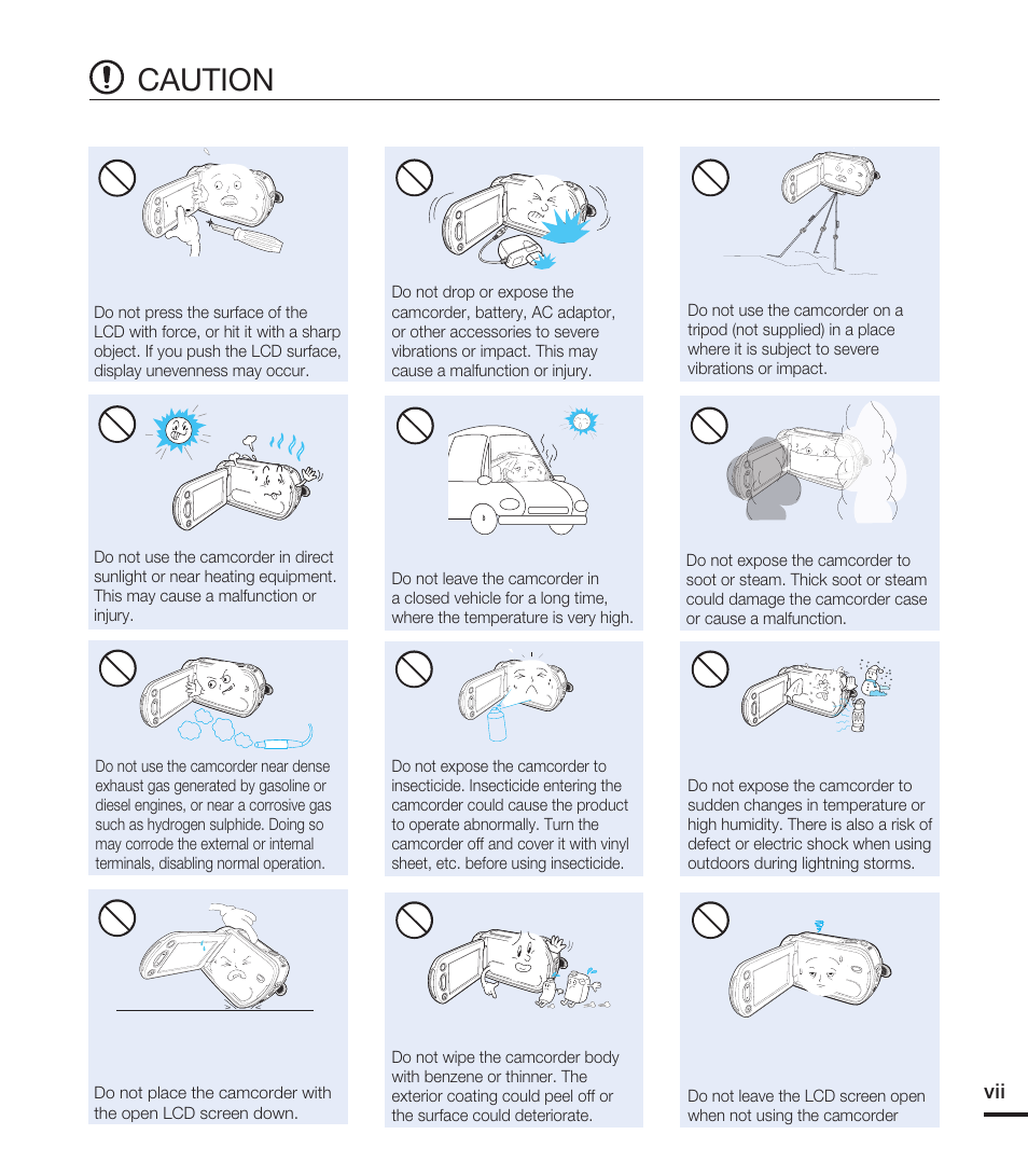 Caution | Samsung HMX-T10ON-XAA User Manual | Page 7 / 123