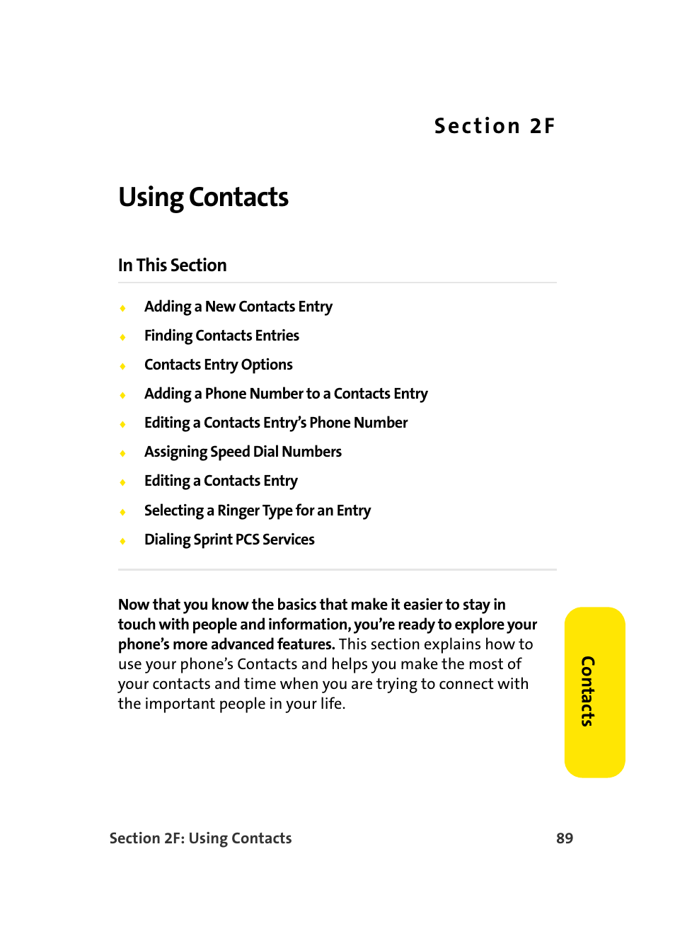 Using contacts, 2f. using contacts, Co n ta ct s | Samsung SPH-A960TSSXAR User Manual | Page 113 / 272