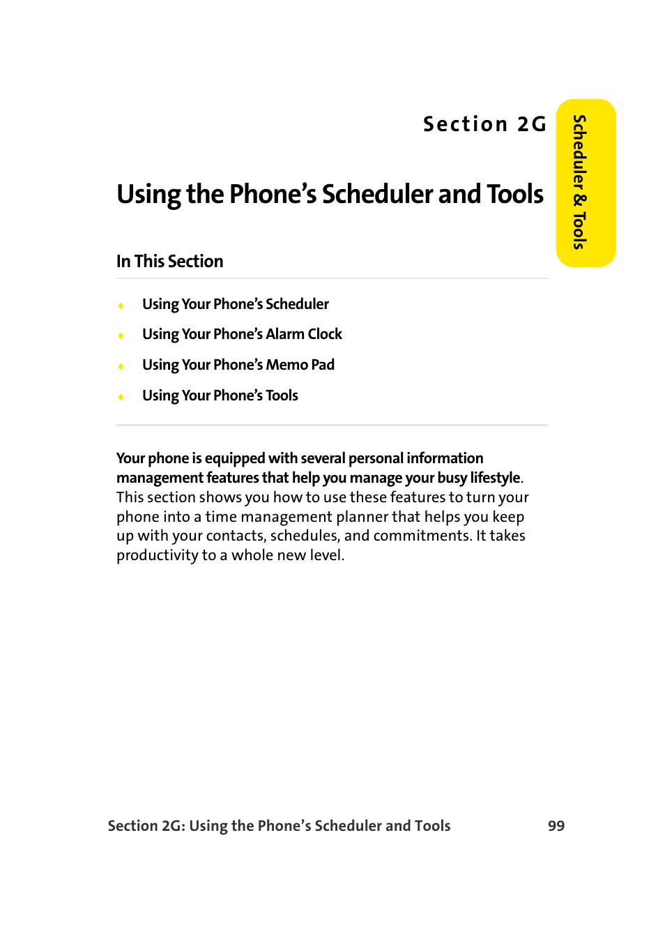 Using the phone’s scheduler and tools, 2g. using the phone’s scheduler and tools | Samsung SPH-A960TSSXAR User Manual | Page 123 / 272