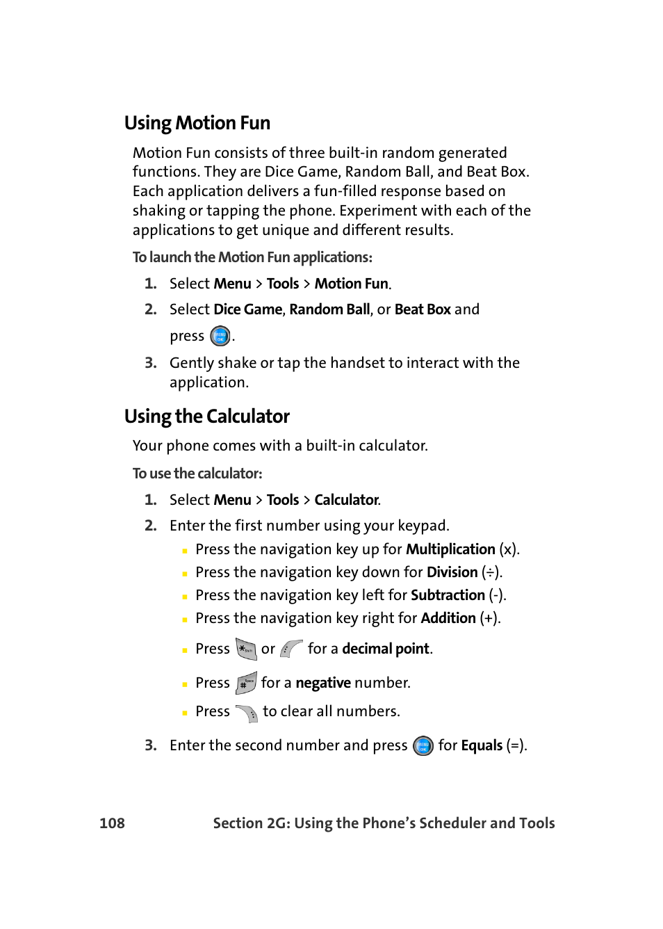 Using motion fun, Using the calculator | Samsung SPH-A960TSSXAR User Manual | Page 132 / 272