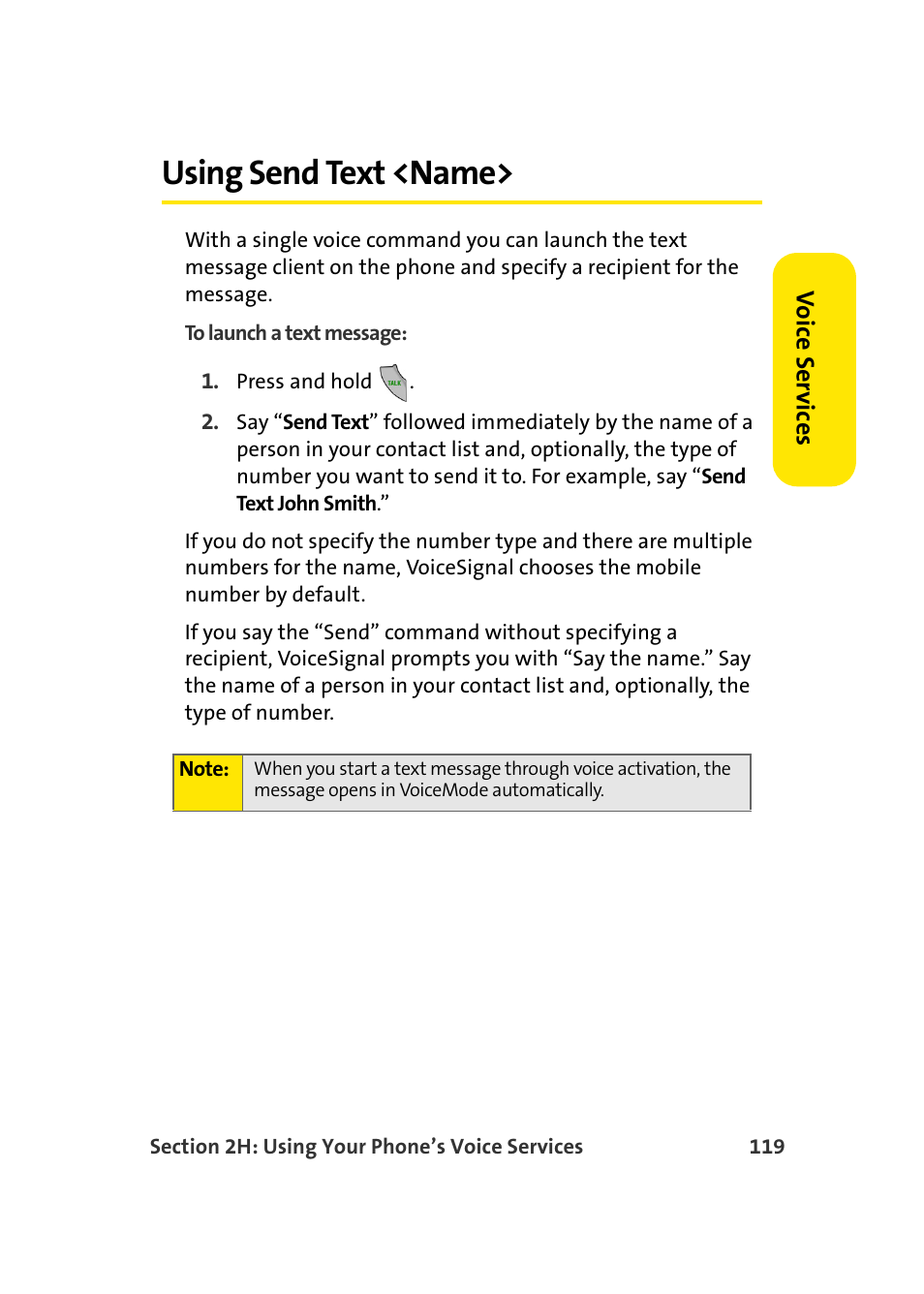 Using send text <name | Samsung SPH-A960TSSXAR User Manual | Page 143 / 272