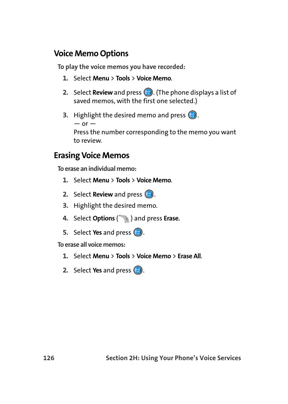 Voice memo options, Erasing voice memos | Samsung SPH-A960TSSXAR User Manual | Page 150 / 272